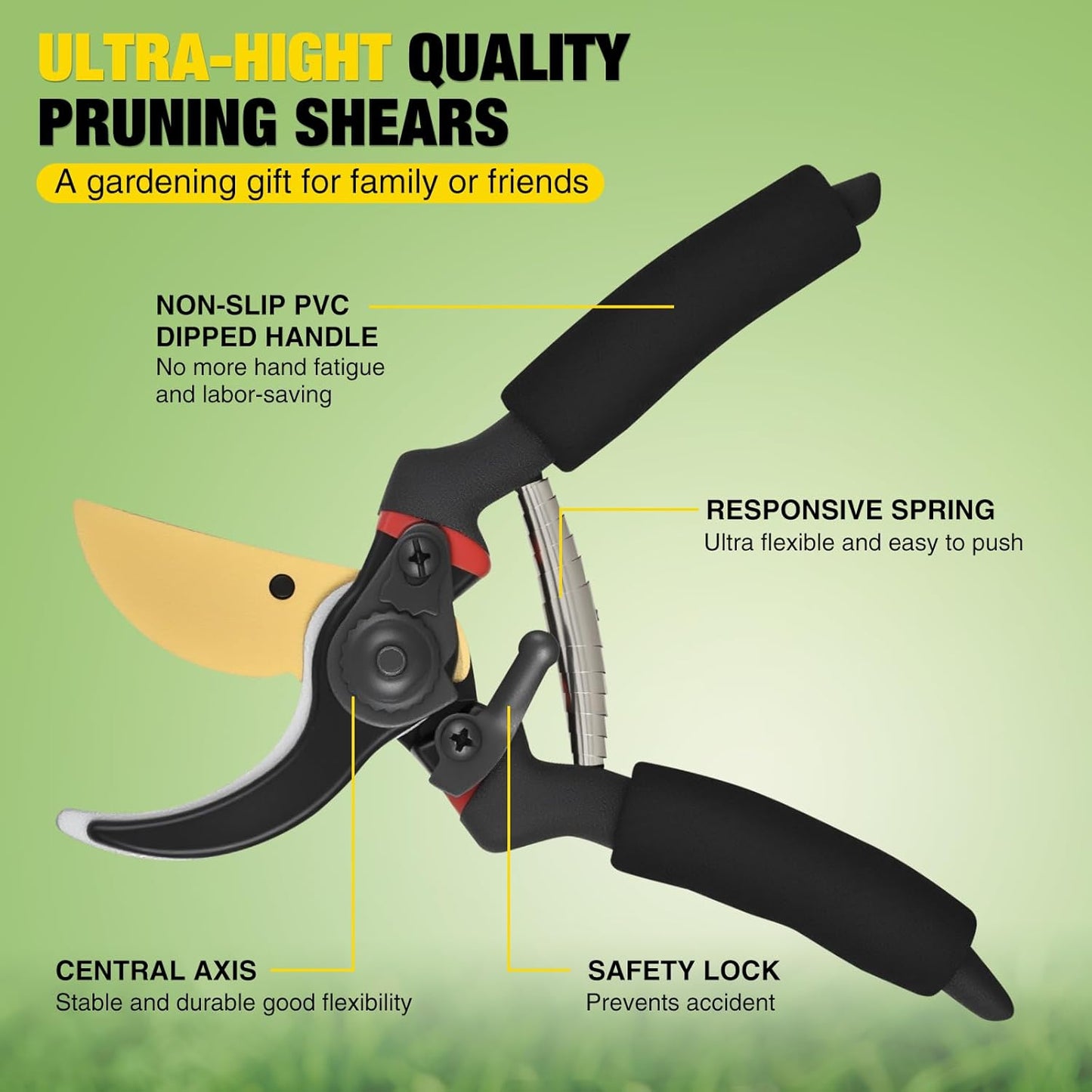 Yesker Pruning Shears Garden Shears 7.8" Professional Garden Scissors Sharp 65 Manganese Steel Blade Heavy Duty Clippers Hand Pruners for Cutting Fresh Flowers Branch Plant Trimming Gardening Tools