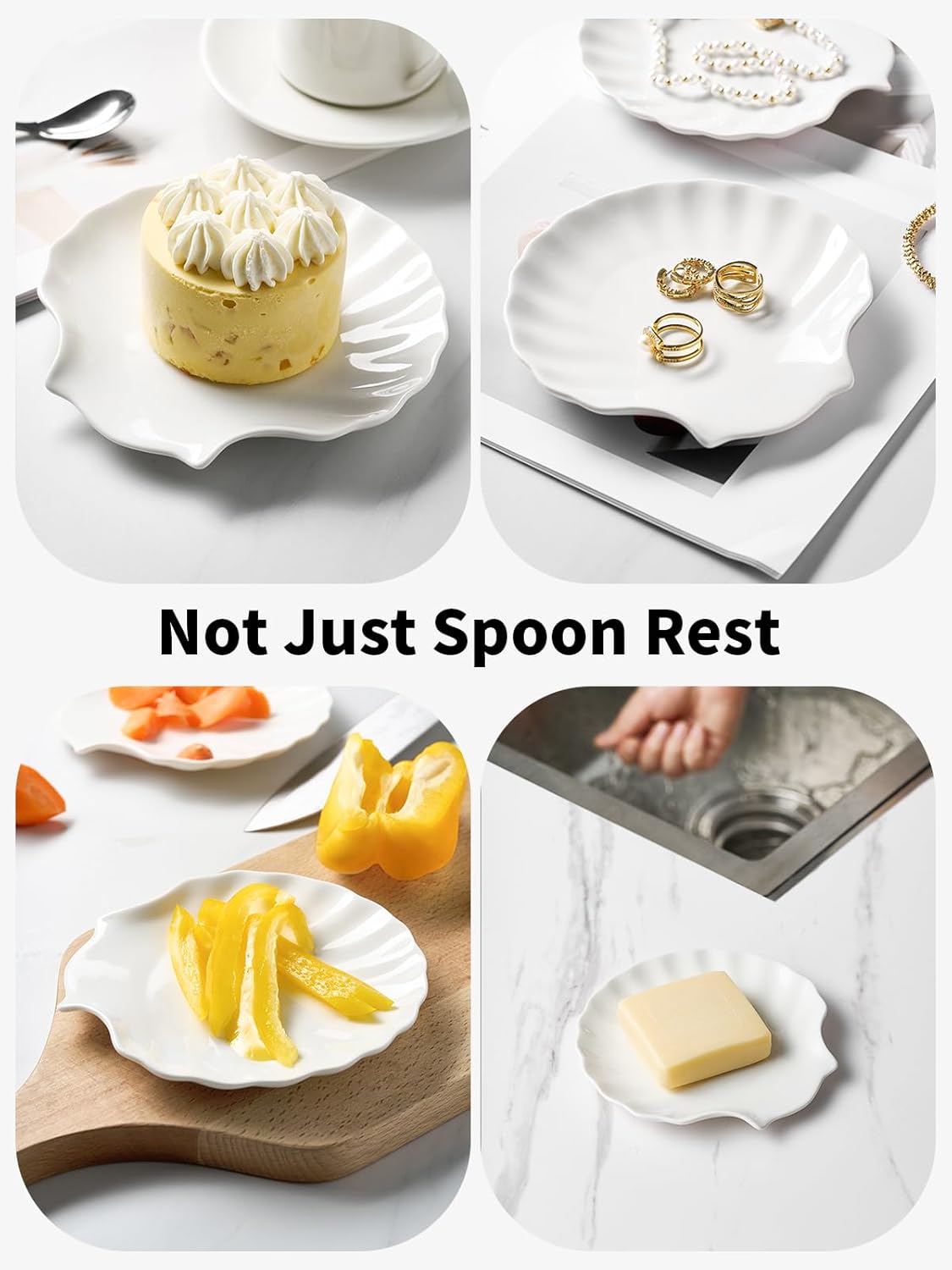ABRUTY Spoon Rest for Stove Top, Ceramic Spoon Holder for Counter, Modern Farmhouse Decor Accessories for Spatula, Spoons or Tongs