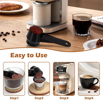 Coffee Scoop for Reusable K Cup Refillable Coffee Pods, 2 Tablespoon Capacity, Scoop for Ground Coffee, Protein Powder, Tea(Black,1Pack)