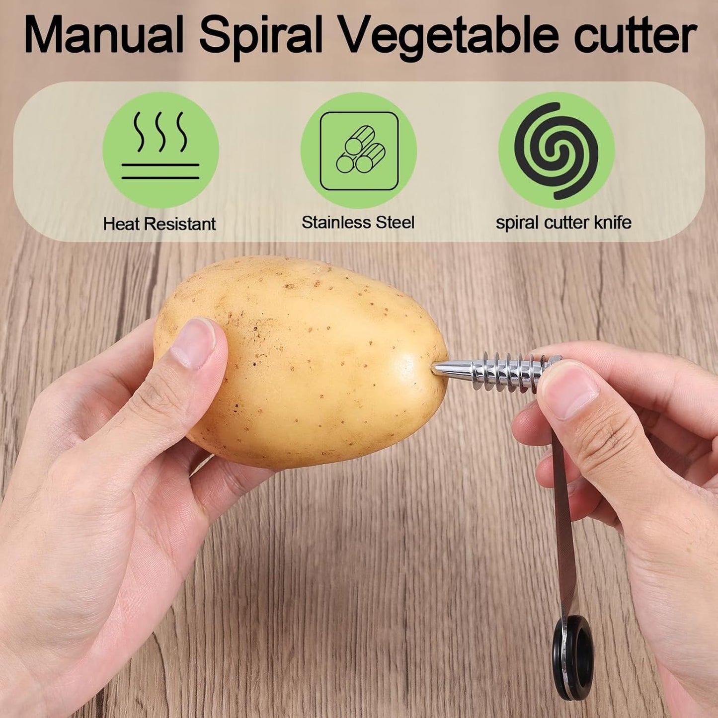 2pcs Spiral Cutter Knives, Stainless Steel Plastic Vegetable Spiralizer Slicer Cutter Manual Spiral Screw Slicer Practical Kitchen Accessories for Potatoes Cucumbers Carrots Fruits