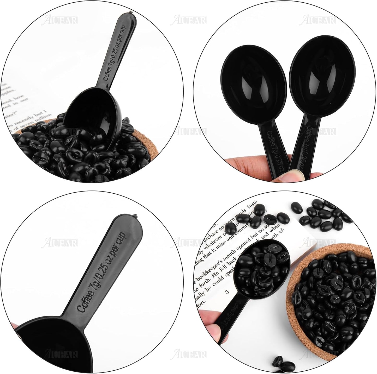 AUEAR, 5 Pack Tablespoon Coffee Scoop Plastic Measuring for Milk Powder Fruit Seed Spices