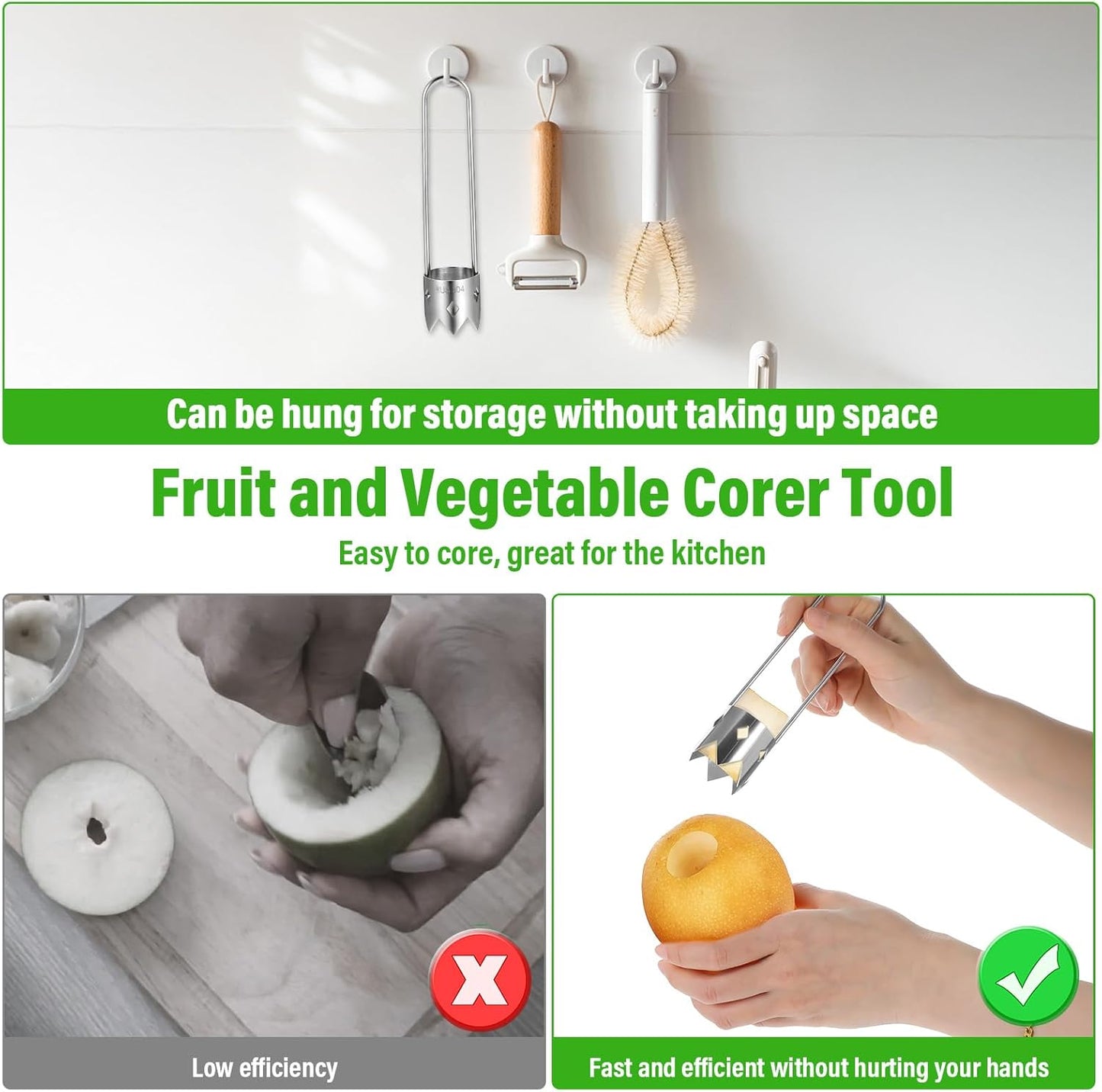 2 PCS Red Bell Pepper Seed Corer-multifunctional Fruit and Vegetable Core Remover Tool Stainless Steel Kitchen Gadgets for Pepper Pineapple Pear Apple Corer Vegetables Fruit