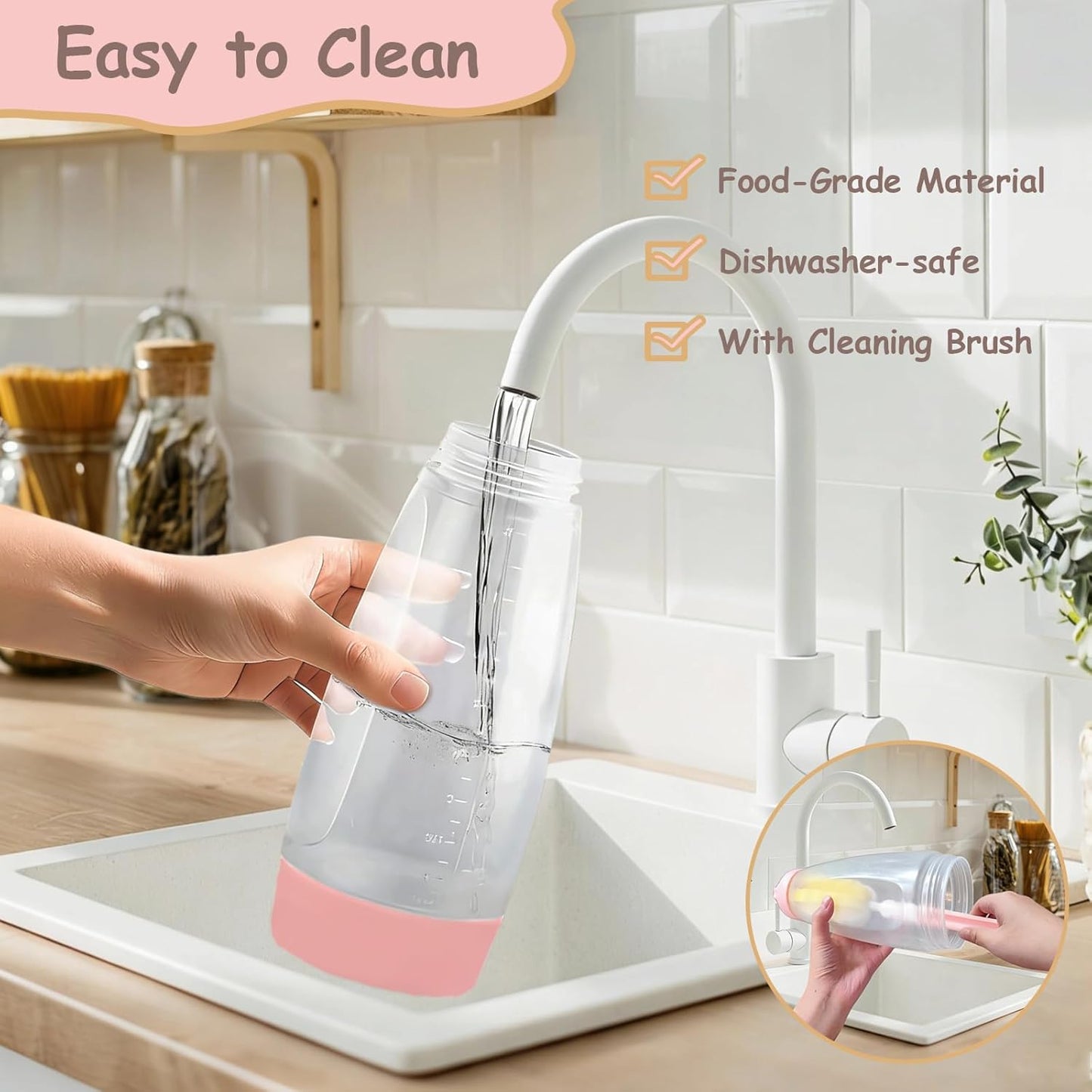 Pancake Batter Dispenser with Wire Whisk, BlenderBall, Silicone Spatula and Brush, Cleaning Brush, 1000 ML Large Capacity Leak-Proof Design for Pancakes Waffles Muffins and Crepes