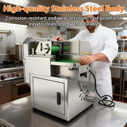 Commercial Vegetable Chopper, 150-300KG/H Electric Vegetable Cutter with Conveyor Belt & Stepless Speed Regulation, Professional Food Dicer for Veggie, Tomato, Lemon, Potato