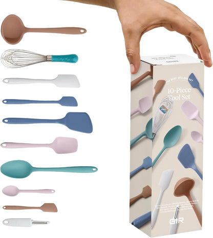 GIR: Get It Right 5-Piece Silicone Ultimate Kitchen Utensils Set - Ladle, Spatula, Flip, Spoon & Spoonula - Non-Toxic Cooking Utensils for Nonstick Cookware, Cooking and Baking - Black