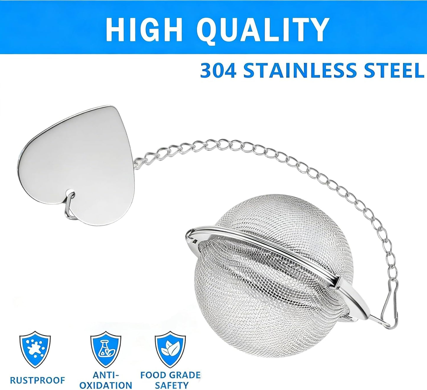 2 Pack Extra Fine Mesh Tea Infuser - 304 Stainless Steel Loose Leaf Tea Strainer Ball with Tea Scoop & Clip, Rustproof & Easy to Clean