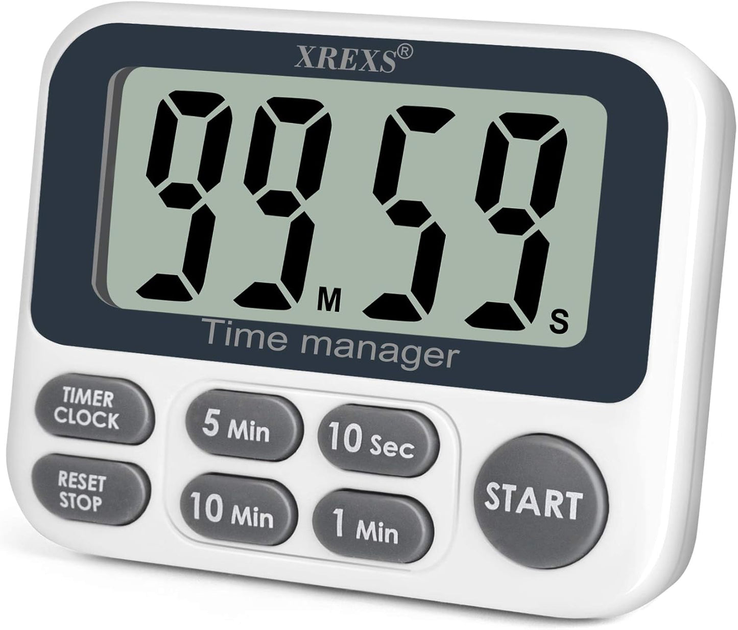 XREXS Digital Kitchen Timer, Magnetic Countdown Up Cooking Timer with Large LCD Display, Adjustable Volume, Loud Alarm & Strong Magnet for Teachers (Batteries Included)