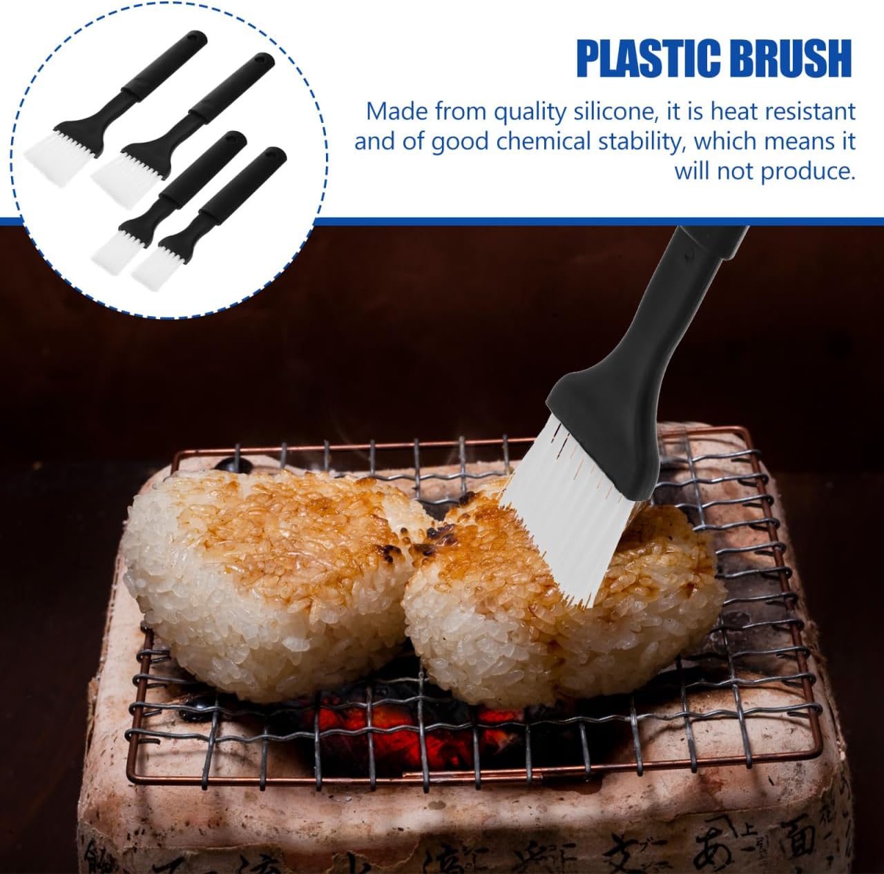 Luxshiny Bbq Brush Set 4Pcs Nylon Bristle Pastry Basting Brushes with Heat Resistant Grip for Grilling Roasting Baking Marinades