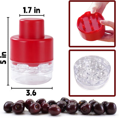 Multi Cherry Pitter Tool - 7 Holes Cherry Pit Remover with Hand-held Push Design, Quick Release and Save Your Time