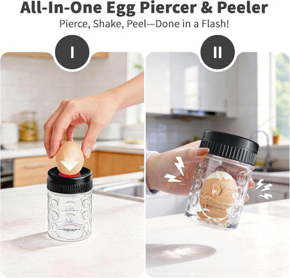 Luvan 2-in-1 Egg Peeler & Piercer Tool for Hard-Boiled Eggs – Built-in Hole Puncher & Quick Shake Egg Shell Remover for Cooking, Salads, Deviled Eggs, Breakfast Prep