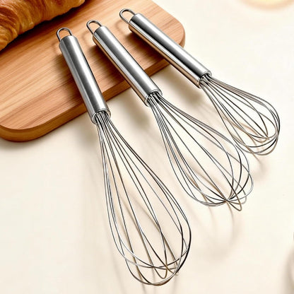 Professional Stainless Steel Wire Whisk Set – 8”, 10”, 12” Balloon Whisks for Eggs, Batter, Sauces & More (3 Pack)