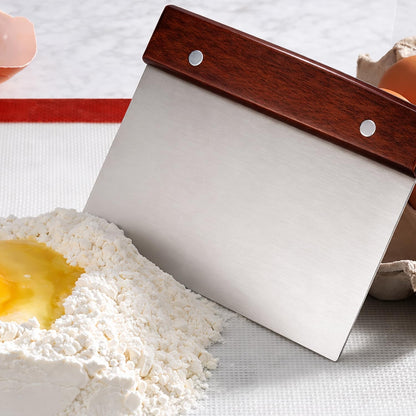 BOORIKA Dough Scraper & Bench Scraper Kitchen – Stainless Steel Sourdough Tools – Dough Cutter for Sourdough Bread, Pizza, and Flat Top Griddles – Chef Approved (Light)