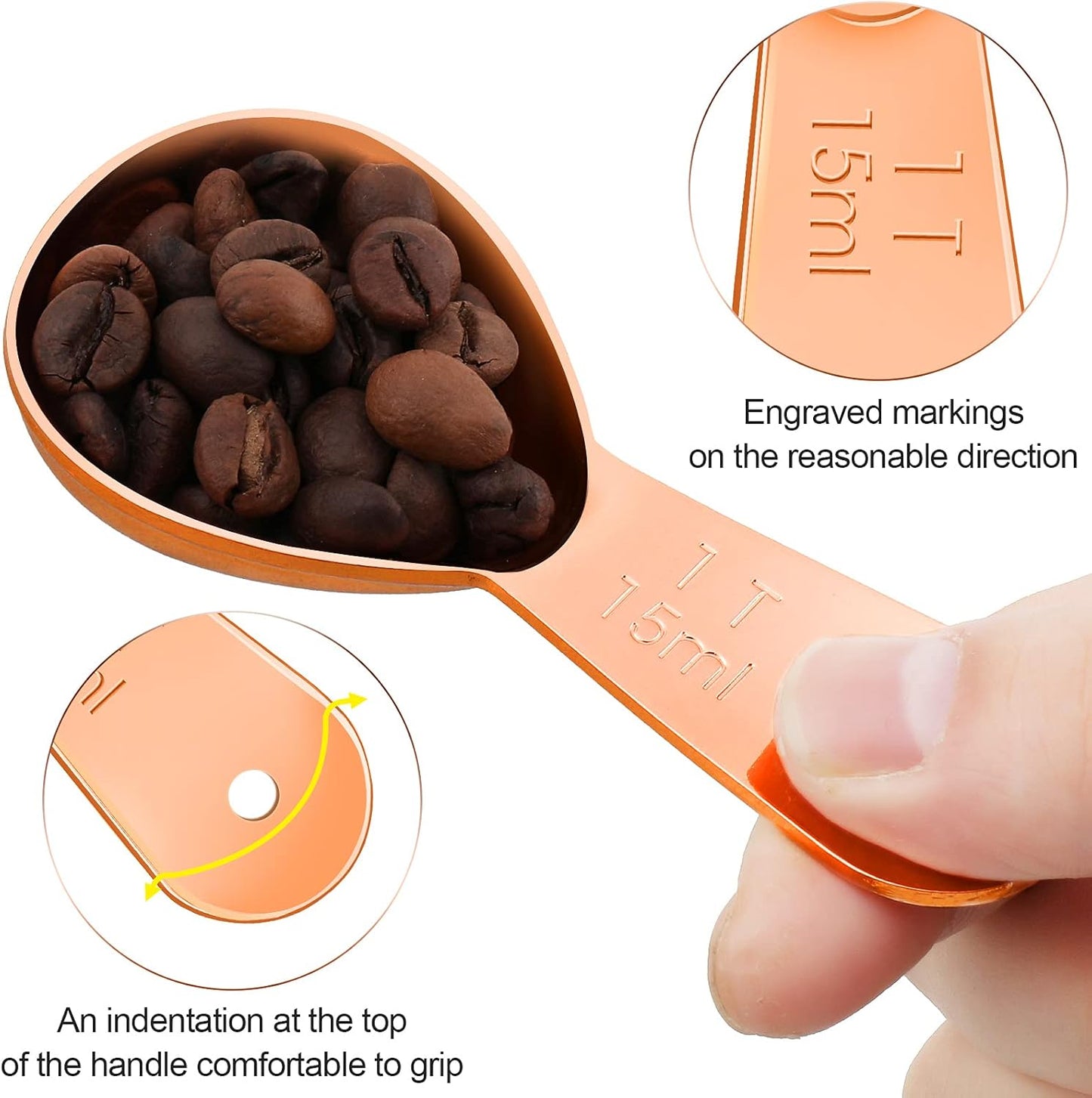 Patelai 3 Pieces Coffee Scoop Tablespoon Measuring Spoons Stainless Steel Coffee Scoops Short Handle Tablespoon for Tea Sugar Kitchen Gifts(15 ml,Silver)