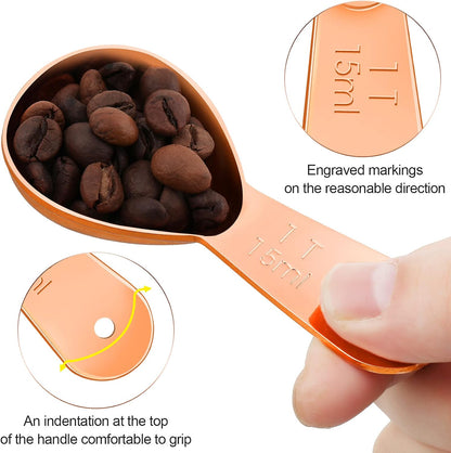 Patelai 3 Pieces Coffee Scoop Tablespoon Measuring Spoons Stainless Steel Coffee Scoops Short Handle Tablespoon for Tea Sugar Kitchen Gifts(15 ml,Silver)