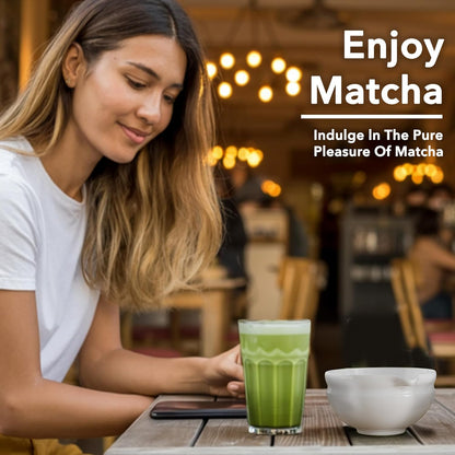 Matcha Whisk Set, Perfect Matcha Kit for Matcha Lovers Includes Ceramic Bowl, Bamboo Whisk, Holder, Scoop, Sifter & Cloth - 7 Pcs Matcha Kit