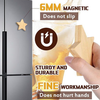 Vesici 100 Pcs Magnetic Bottle Opener 2.5in DIY Bamboo Round Shape Beer Openers Wooden Fridge Magnet Refrigerator Sticker Gift for Beer Lover Wedding Guest Kitchens Bars Parties