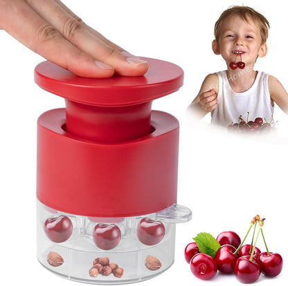 Cherry Pitter Multiple, Quick Release Multi Cherries Stoner Pitter 7-in-1, Push Button Cherr'y Core Pit'ter with Splatter Protector, Pit Remover for Making Jam(Save Time) (White, Large)