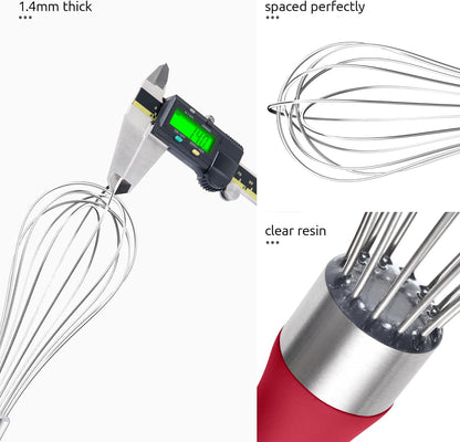 U-Taste 7" Mini Whisk for Cooking: 18/8 Stainless Steel Small Metal Kitchen Wisk, Tiny Hand Mixing Tool for Coffee, Egg, Sauce, 6-Wires Compact Head for Baking, Beating in Bowl, Mug, Jar (Set of 2)