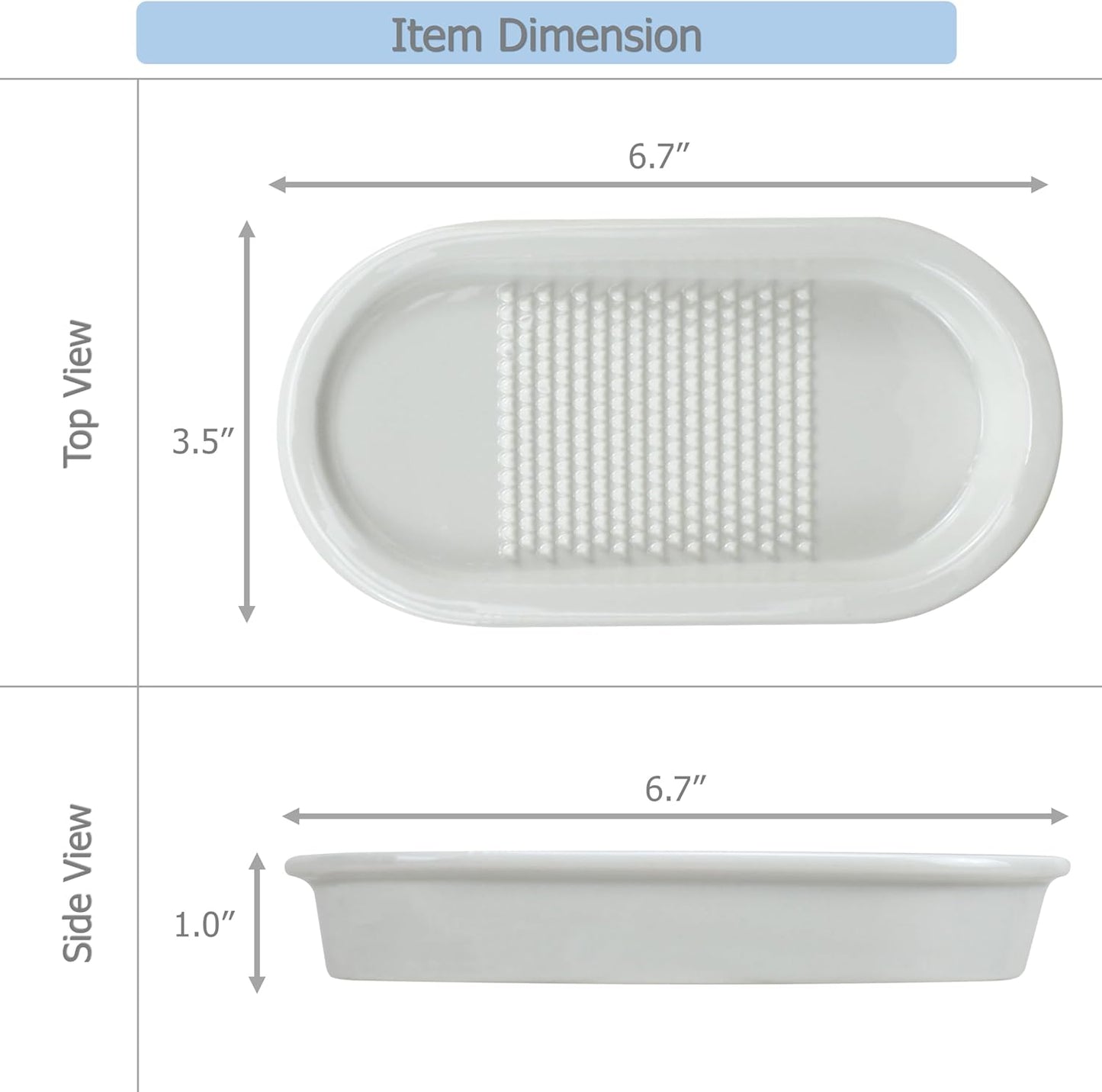 EIKS Ceramics Grater Plate for Ginger Garlic Wasabi Daikon Fruits Root Vegetable Cooking Preparation (Spade-shaped)