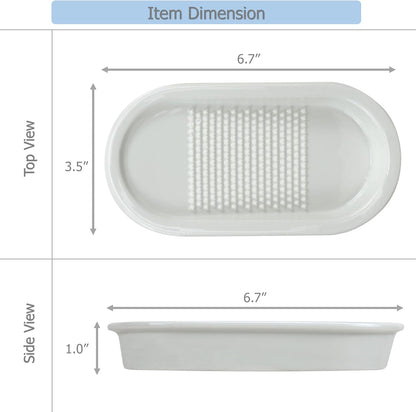EIKS Ceramics Grater Plate for Ginger Garlic Wasabi Daikon Fruits Root Vegetable Cooking Preparation (Spade-shaped)