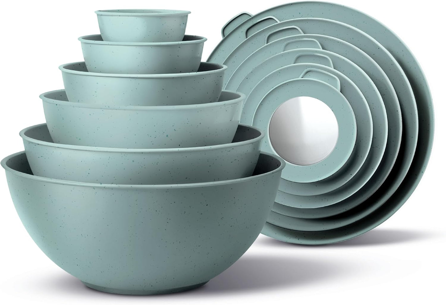 COOK WITH COLOR Mixing Bowls with Lids - 12 Piece Plastic Nesting Bowls Set includes 6 Prep Bowls and 6 Lids, Microwave Safe Mixing Bowl Set, Black Embossed - Colors B