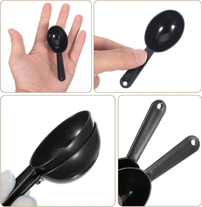 Small Scoops for Canisters, 5 Pack Plastic Coffee Measuring Scoop Table Spoons Measuring Spoon Short Handle Plastic Scoops for Coffee Loose Tea Protein Spices Other Dry Goods, Black 7g