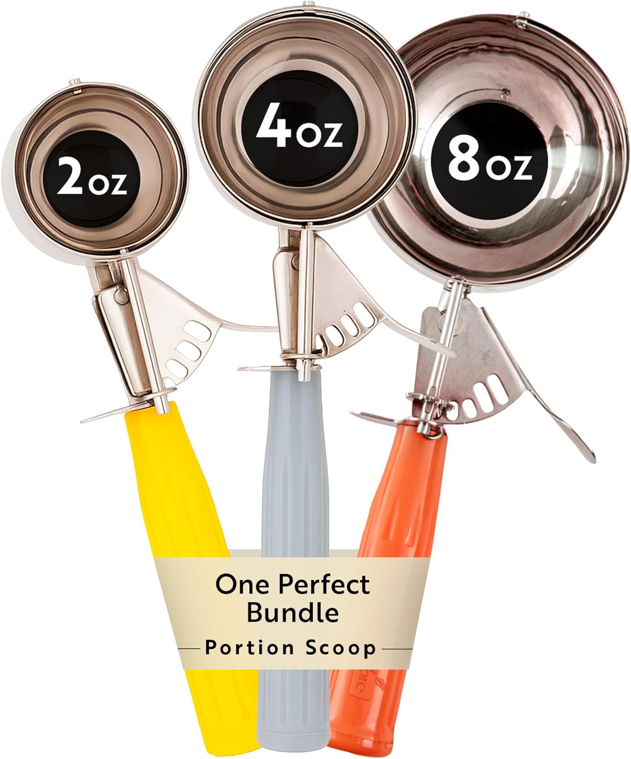 Restaurantware Met Lux 2 Ounce Portion Scoop 1 Trigger Release Cookie Scoop - With Yellow Handle Stainless Steel Disher For Portion Control Scoop Cookie Dough Cupcake Batter Or Ice Cream