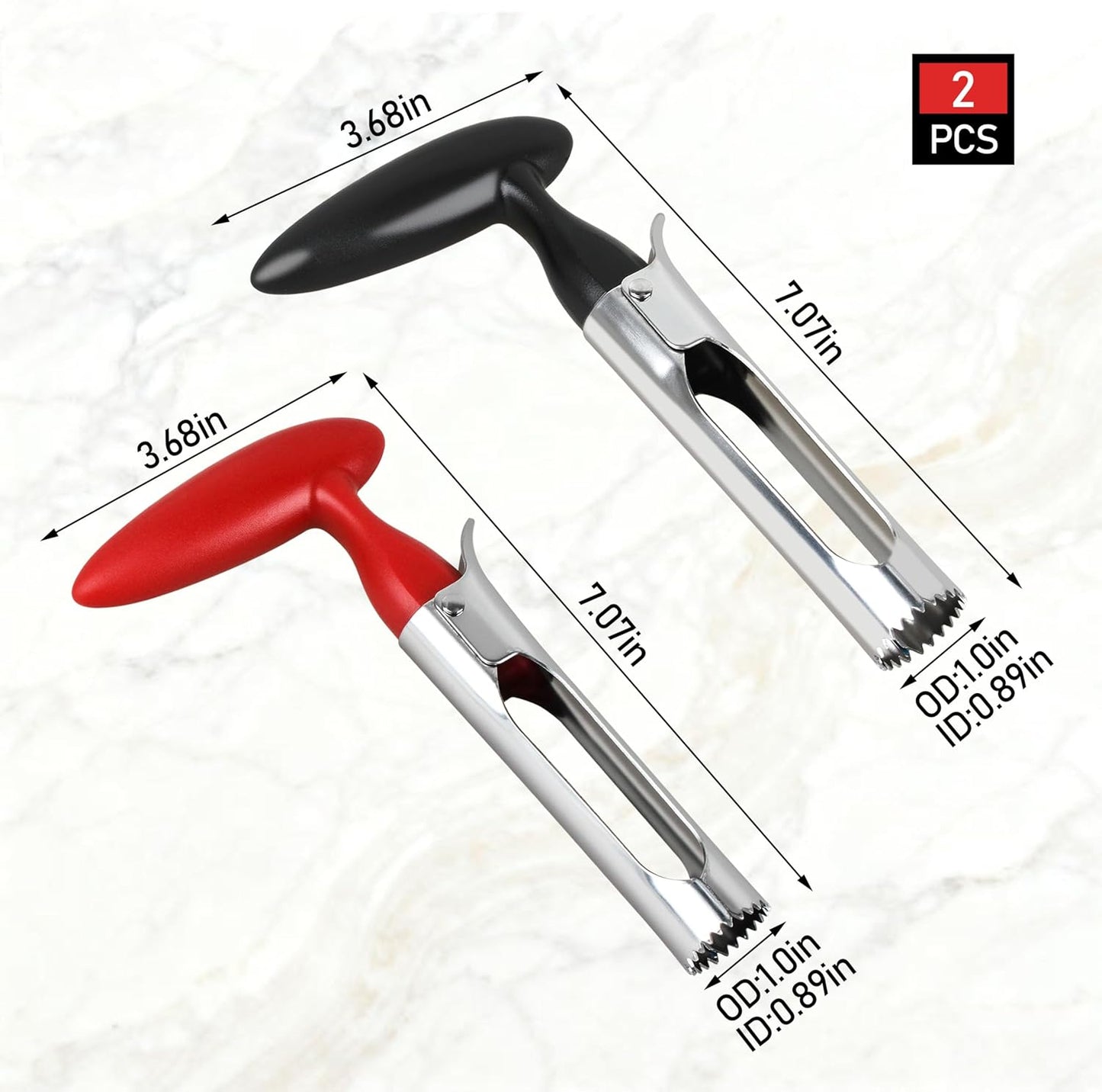 Apple Corer Remover - Apple Corer Tool, 304 Stainless steel, serrated blade, used for Coring apples, Red & Black Set of 2