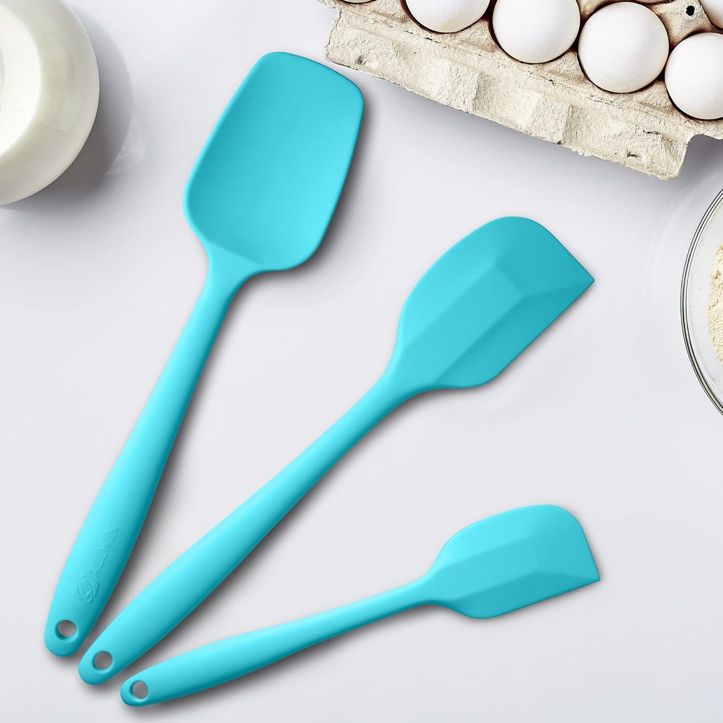 Silicone Spatulas Set Turners Tongs Cooking Utensils Set High Heat Resistant Kitchen Scraper Spatulas for Cooking Mixing Baking BPA Free Dishwasher Safe, Black