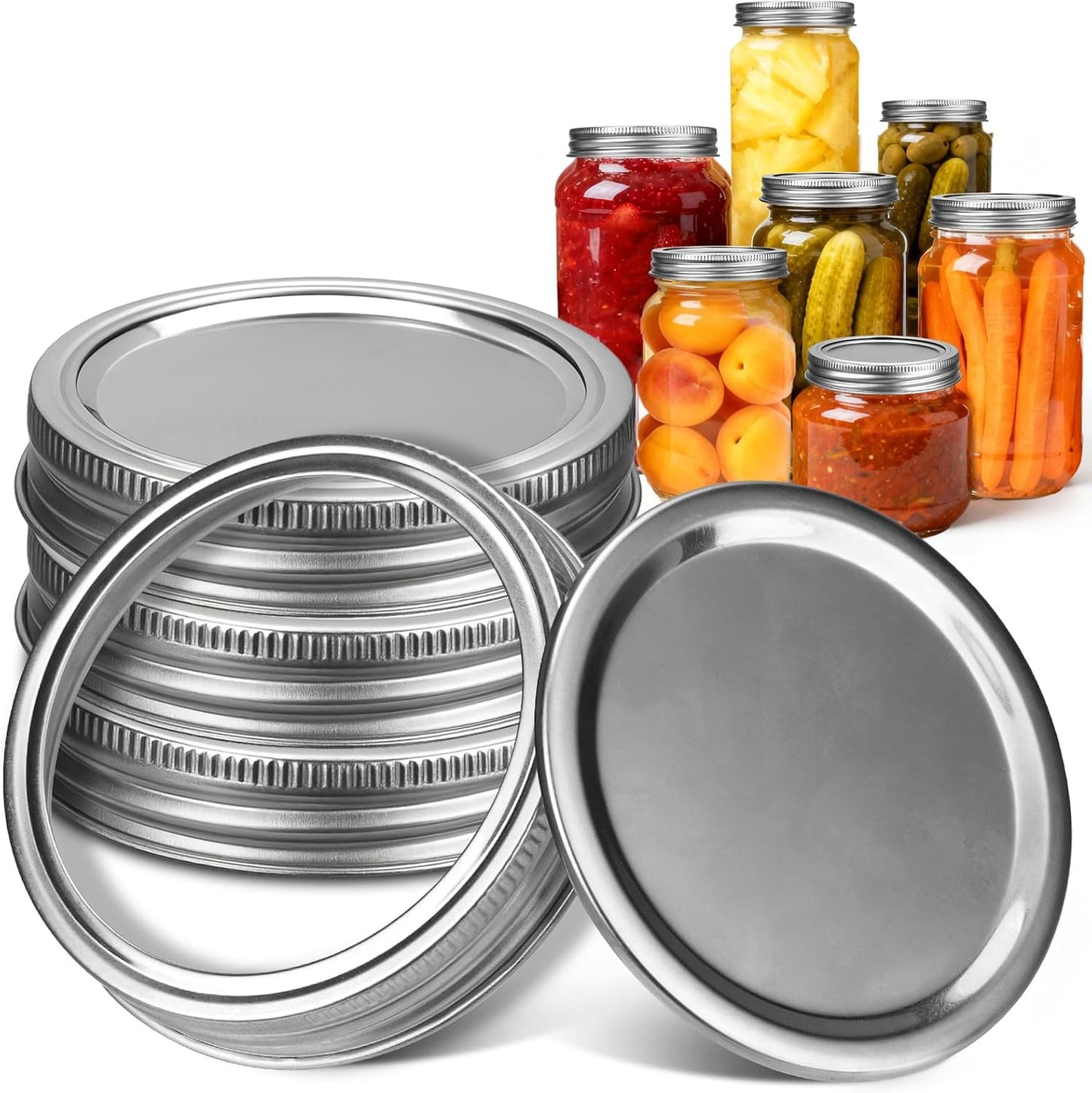 Mason Jar Pour Spout Lid Stainless Steel with Handle, Wide Mouth Pour Spout Flip Cap Lids for Mason Jars, Anticracking Leak Proof Seal Cover Airtight for Drinking Salad Dressing & Food Storing(2PCS)