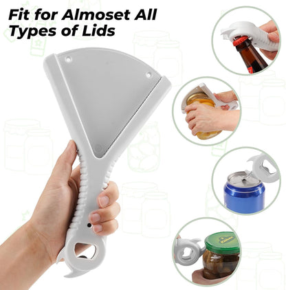Jar Opener for Weak Hands, Ergonomic Bottle Opener Grip with Limited Hand Strength, Multi-Function Kitchen Gadget for 0.5-5.1 Inch Lids, Gray