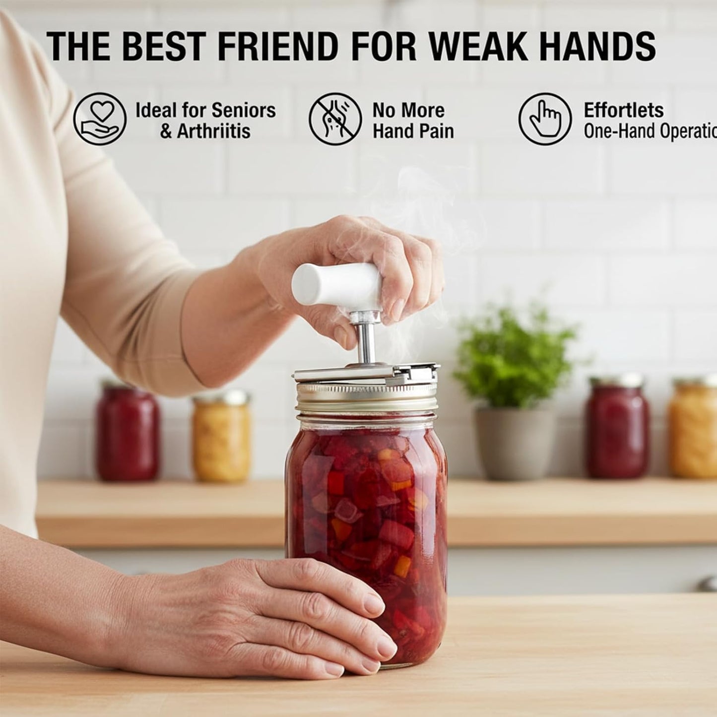 Cap Crack Jar Opener 2026 New Adjustable Multi-Lid Can Opener for Weak Hands - Ergonomic Non-Slip Grip, One-Hand Operation, Opens Bottles Cans Jars Effortlessl (White Green)