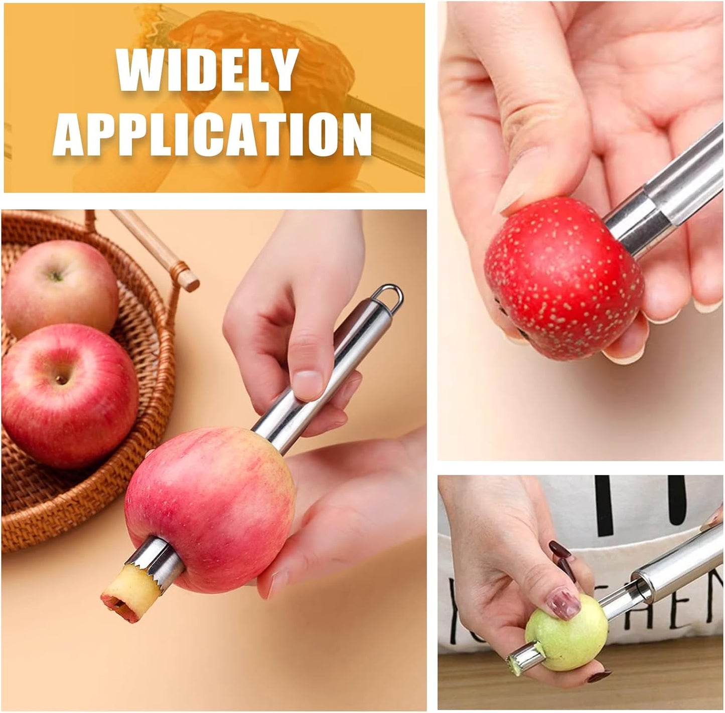 Multi-Function Corer and Pitter Set 4 Pieces Stainless Steel Remover Tools for Apple, Pear, Cherry, Jujube, Red Dates Suitable for Home Kitchen