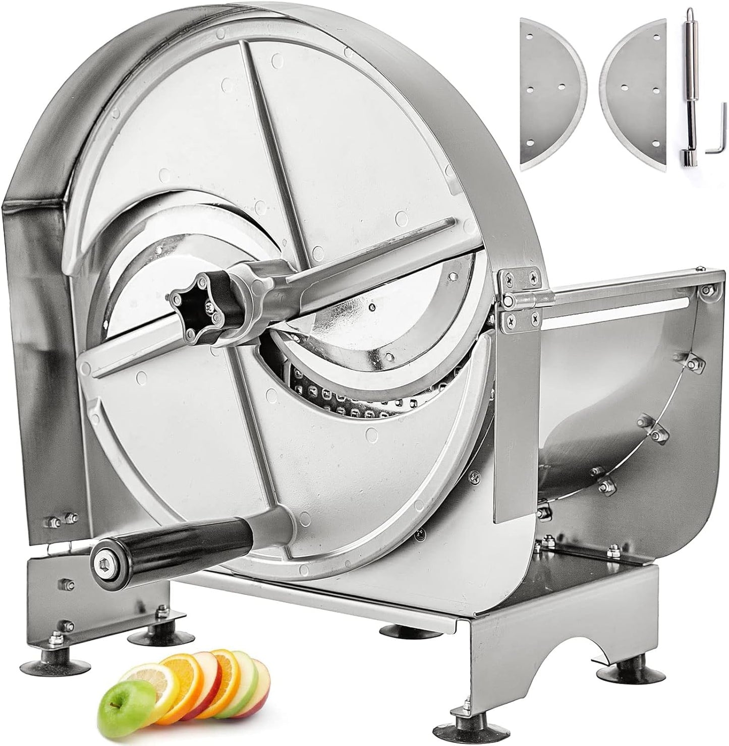VEVOR Electric Vegetable Slicer, 0-0.5"/0-12mm Thickness Adjustable Commercial Slicer Machine, Convertible to Manual, Stainless Steel Food Cutter Slicing Machine, for Potato, Lemon, Tomato, Apple