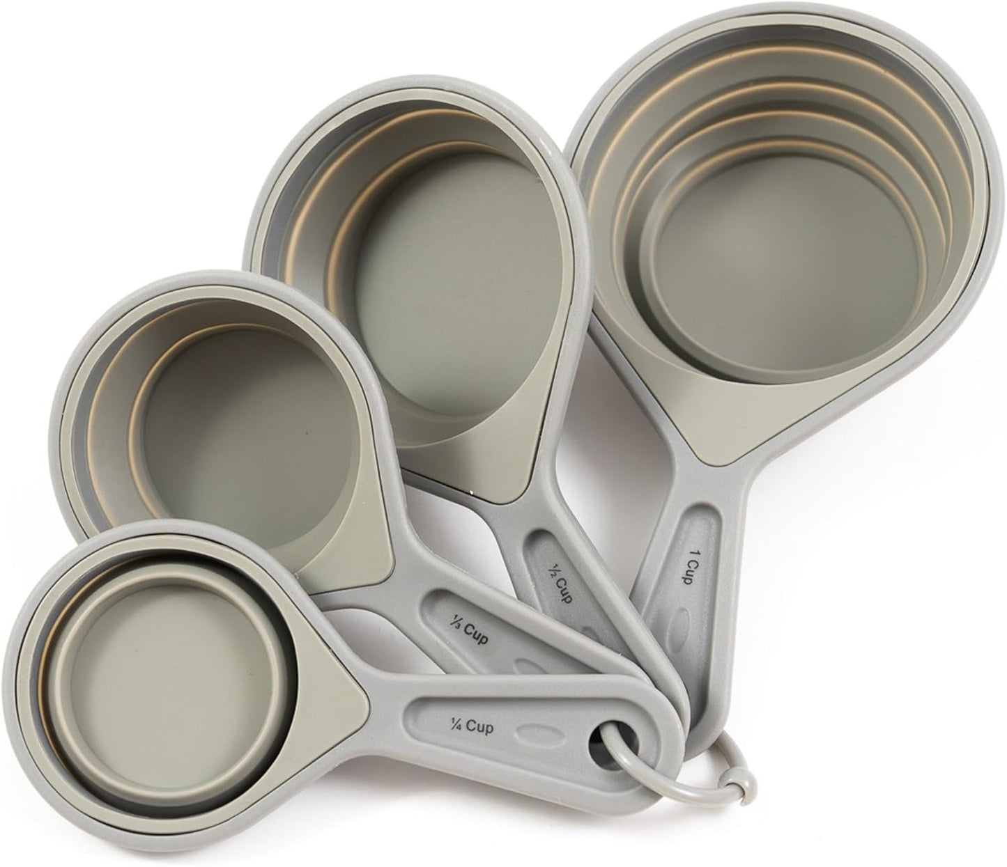 French Culinary Institute Premium 4-Piece Collapsible Measuring Spoon Set, Gray