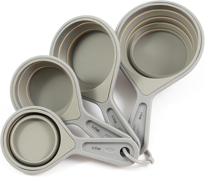 French Culinary Institute Premium 4-Piece Collapsible Measuring Spoon Set, Gray