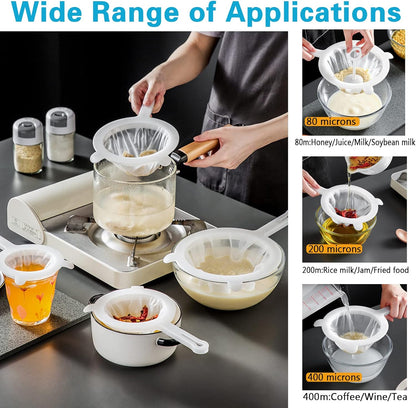 Kitchen Ultra-Fine Nylon Mesh Strainer Food Yogurt Mesh Sieve Plastic Mesh Colander with Handle Mini Brine Shrimp Separation Net for Filtering Juice Juice Milk Honey (400Mesh)