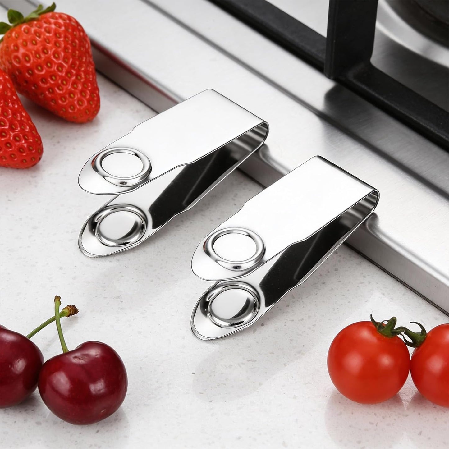 6 PCS Stainless Steel Strawberry Huller Stem Remover Strawberry Corer tool Tool Remover Picker Leaf Peeler Tweezers for Cherry Tomato, Silver, Efficient Fruit Corer Kitchen Gadgets