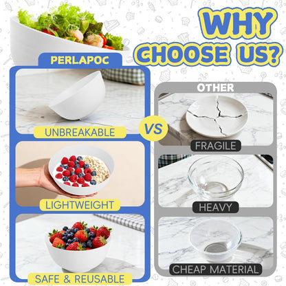 Wheat Straw Bowls Set with Lids, Unbreakable 40 OZ Cereal Bowls Set of 4, Salad Container for Lunch, Microwave & Dishwasher Safe Bowl Set for Kitchen, Picnic, RV, Camping, Multi