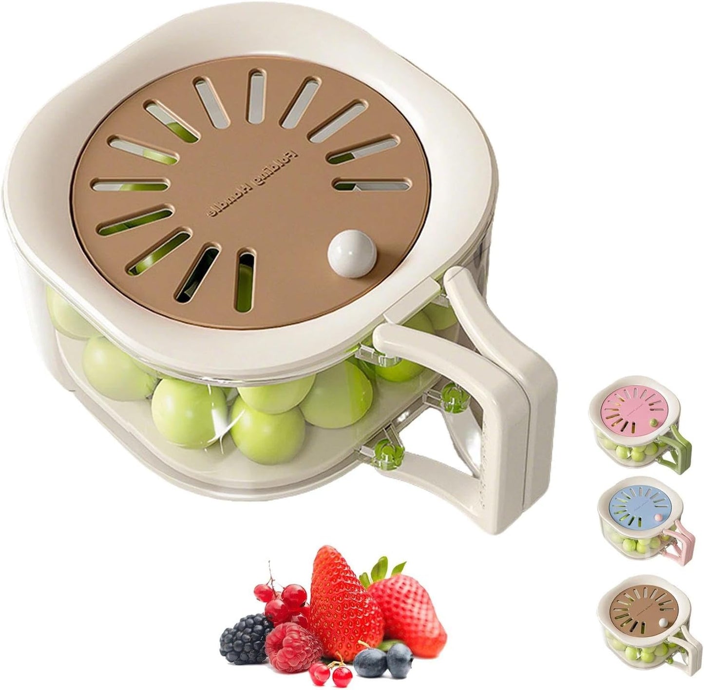Multifunctional Fruit Washing Bowl with Strainer, 2-in-1 Draining and Preservation with Lid, Foldable Handle Vegetable Basket, Fruit Storage Basket for Kitchen Camping(Blue)