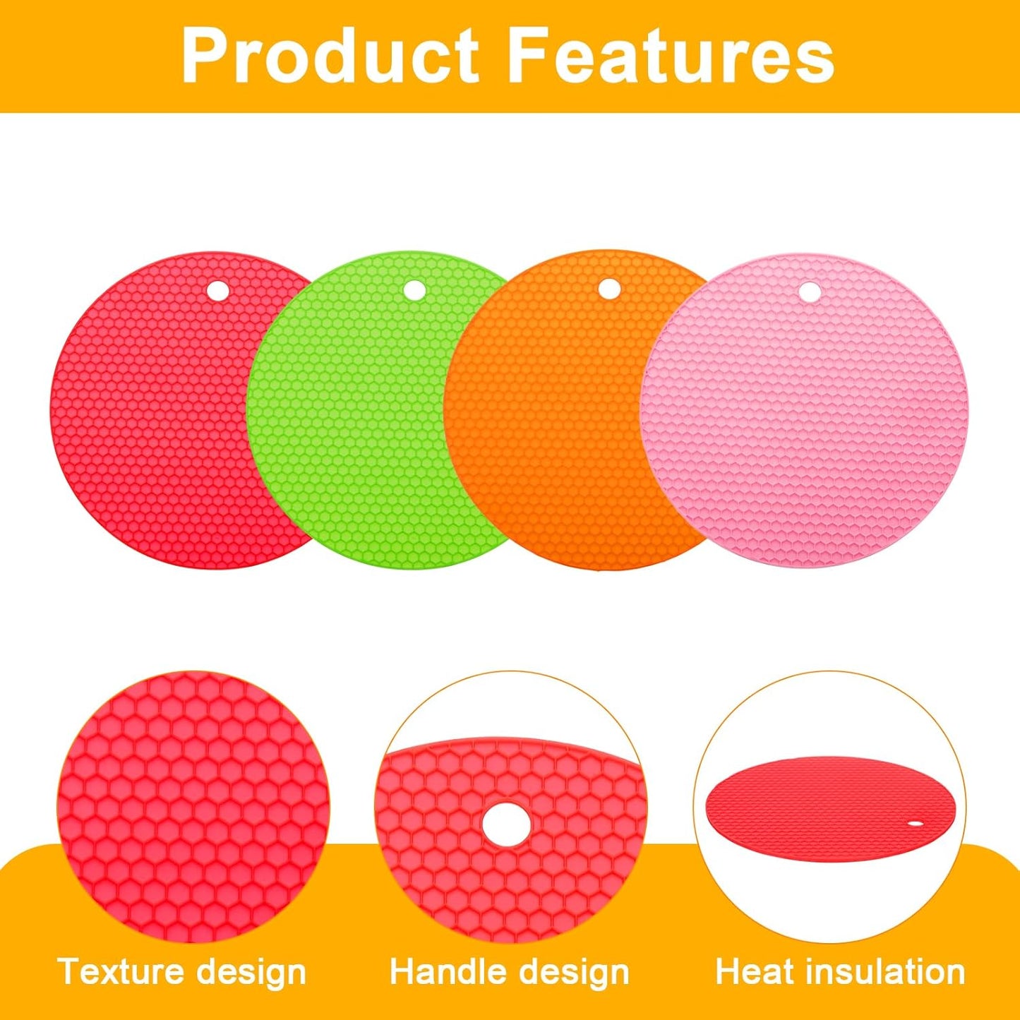 uxcell 4pcs Silicone Jar Opener Pads, 17.5cm/7" Texture Can Opener Multipurpose Round Bottle Lid Opener Non-Slip Coasters for Weak Hands Seniors Children, Black