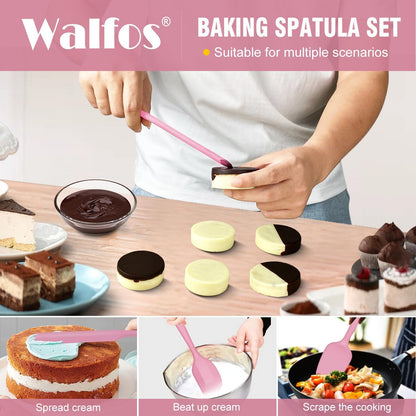 Walfos Silicone Spatula Set of 5 - (600°F) High Heat Resistant Kitchen Scraper Spatulas, One-Pieces Seamless Design, Perfect for Cooking Mixing & Baking - BPA Free and Dishwasher Safe,black