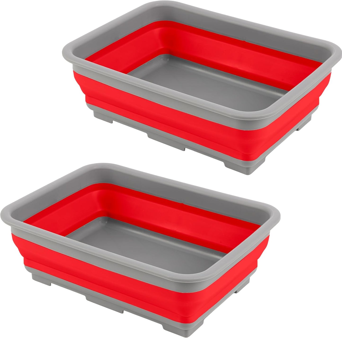 Collapsible Cleaning Caddy - Portable Multi-use Wash Basin, Dish Tub, or Ice Bucket with 7.27L Capacity for Camping and Tailgating by Wakeman (Red)