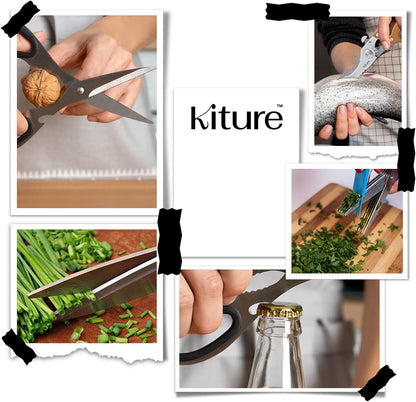Heavy Duty Kitchen Shears - Premium Stainless Steel Cooking Scissors for Meat, Poultry, Herbs & More | Includes Bonus Herb Scissors & Poultry Shears in Giftable Box by Kiture