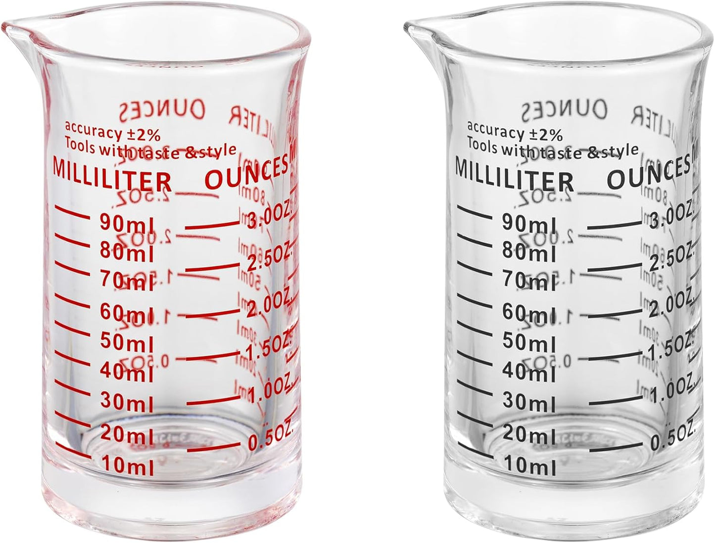 Ackers 3oz/90ml Glass Measuring Cup – Shot Glass with Double Scale-Ounce,Ml Markings for Kitchen & Bar(Black Line)