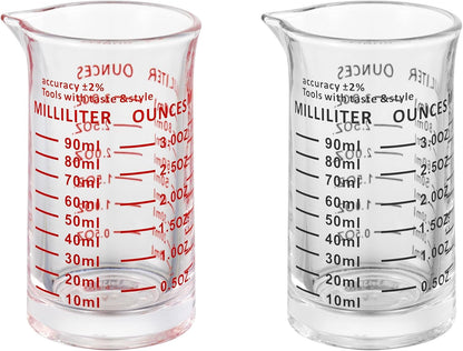 Ackers 3oz/90ml Glass Measuring Cup – Shot Glass with Double Scale-Ounce,Ml Markings for Kitchen & Bar(Black Line)
