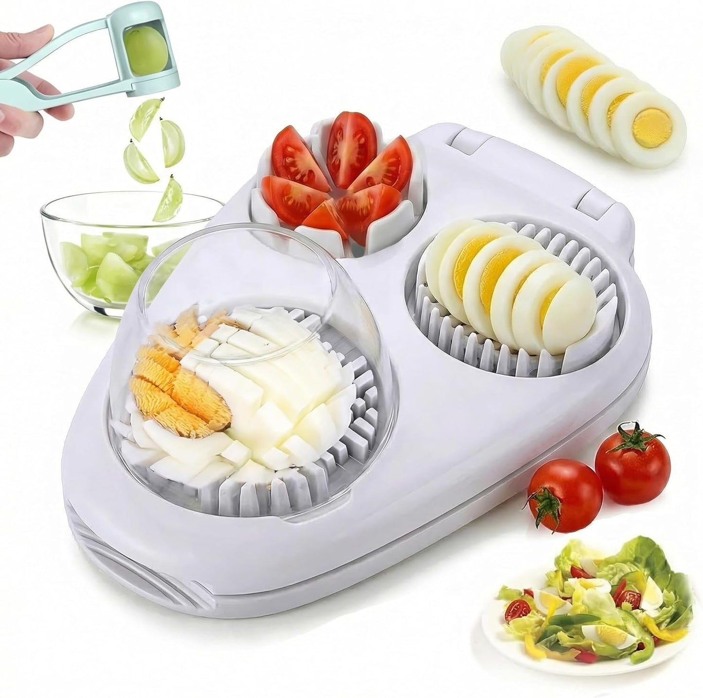 3-in-1 Heavy Duty Egg Slicer, Stainless Steel Blades with Multiple Cutting Modes for Hard Boiled Eggs, Mushrooms, Strawberry, Multifunctional Kitchen Tool, Send Goods from Local Warehouse