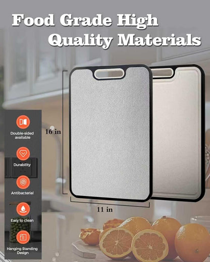 Titanium Cutting Board, 2-in-1 Titanium Alloy And Wheat Straw PP Chopping Board with Avocado Slicer, Food Grade Cutting Board with Handle for Kitchen, RV, Camping(16x11 Inches, Random Color)