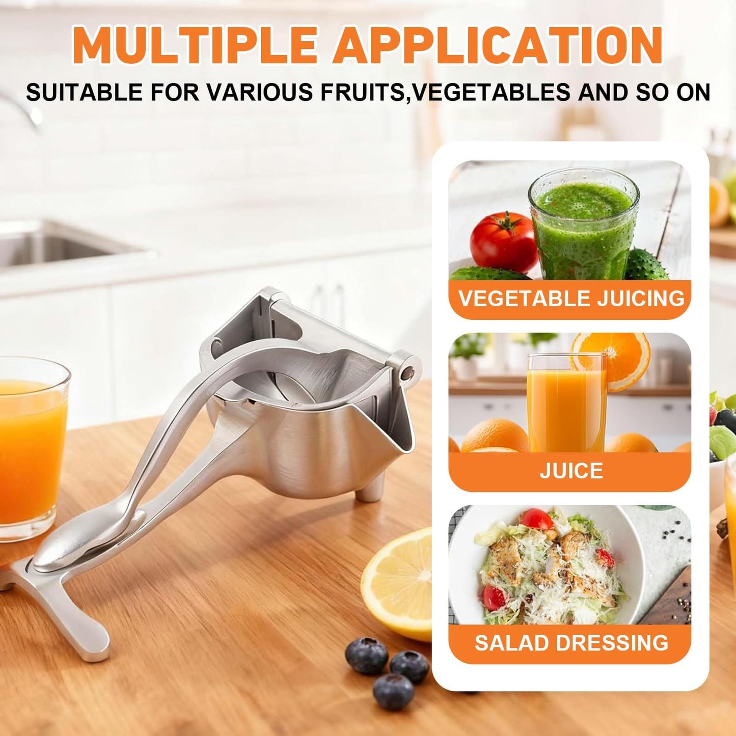 Hand Juicer Squeezer, Heavy Duty Fruit Juice Squeezer Handheld, Manual Juicer Hand Press with Ergonomic Grip, Cast Iron Juice Extractor for Lemon, Citrus, Orange, Lime, Grapefruit, Pomegranate (2PCS)