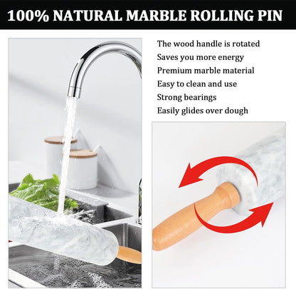 Silicone Rolling Pin for Baking,15Inch Pastry Dough Roller with Wooden Handle,Non Stick Surface Rolling Pin for Dough Cookie Pastry Tapered Dumpling Baking Supplies Kitchen Accessories